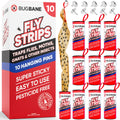 Fly Strips Indoor Sticky Hanging 10pk with Pins. Non Toxic Outdoor Fly Trap Indoor for Home. Flies Tape Paper Trap Ribbon Roll for House Gnat Fruit and Housefly. Bug Catchers for Inside Home Flypaper.
