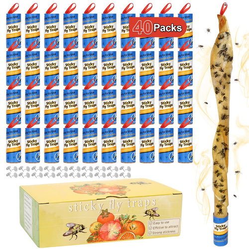 40 Pack Fly Strips Indoor Hanging Fruit Fly Trap Outdoor Sticky