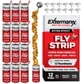 Fly Strips for Gnats, Fruit Flies & House Flies – Extra Sticky Fly Paper – Indoor Sticky Hanging Fly Tape for Home & Kitchen – Non-Toxic Fly Ribbon Rolls with Pins – 12 Pack